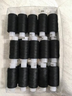 Нитки 40ЛШ, 200 м, цвет чёрный в упаковке 30шт