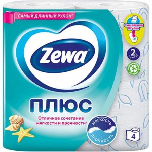 ZEWA Туалетная бумага 2-х сл. 4 рулона Свежесть океана