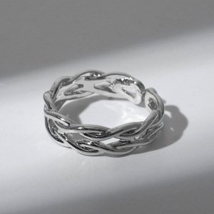 Кольцо "Волна" завитое, цвет серебро, безразмерное
