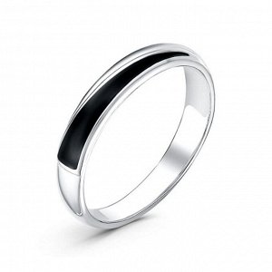 Кольцо "Линия", посеребрение, цвет чёрный, 17,5 размер