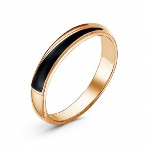 Кольцо "Линия", позолота, цвет чёрный, 17,5 размер