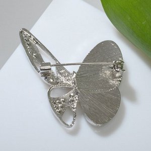 Брошь "Бабочка" ассиметрия, цвет белый в серебре