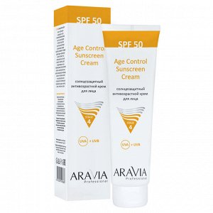 Аравия Профессионал Cолнцезащитный антивозрастной крем для лица Age Control Sunscreen Cream SPF 50, 100 мл (Aravia Professional, Уход за лицом)