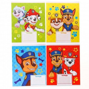 Тетрадь 12 листов, линейка, "Щенячий патруль" 4 вида  МИКС, Paw Patrol