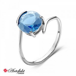 Серебряное кольцо с синим фианитом - 558