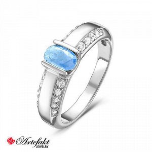 Серебряное кольцо с синим фианитом - 580
