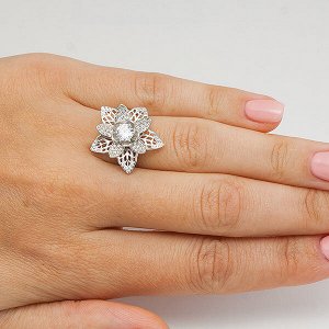 Серебряное кольцо с бесцветными фианитами - 136