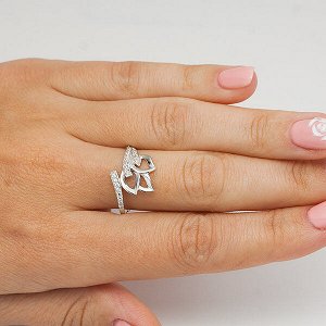 Серебряное кольцо с бесцветными фианитами - 144