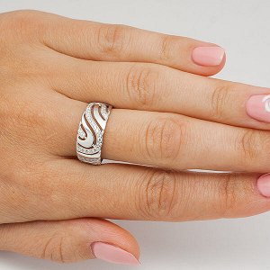 Серебряное кольцо с бесцветными фианитами - 145