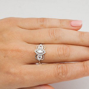 Серебряное кольцо с бесцветными фианитами - 161
