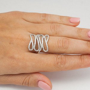 Серебряное кольцо с бесцветными фианитами - 611