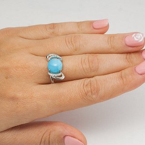 Серебряное кольцо с голубым камнем "Кошачий глаз" - 294