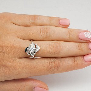 Серебряное кольцо с голубым фианитом - 642