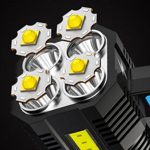 Фонарь светодиодный аккумуляторный ручной, 10 Вт, 3500 мАч, XPE + COB, 350 лм, USB, 15х6 см