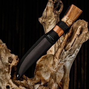 Нож охотничий "Барди", лезвие 14 см, в чехле, деревянная рукоять с пробковой вставкой