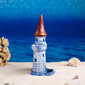 Декорация для аквариума "Башня и крепость", синяя, 11х14 х28 см