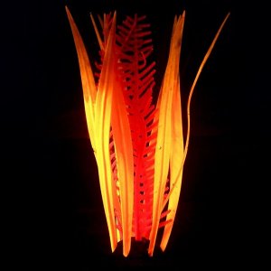 Растение силиконовое аквариумное, светящееся в темноте, красно-оранжевое, 7 х 18 см