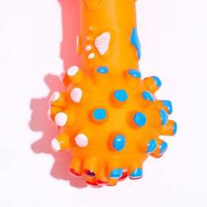Игрушка пищащая увеличенная "Гантель с лапками" для собак, 16,5 x 6 см, оранжевая