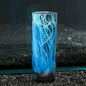 Декор для аквариума "Анемон", силиконовый, светящийся в темноте, 5 х 15 см, синий