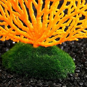 Декоративный коралл "Горгонария" силиконовый, светящийся, 4,5 х 14 х 14 см, оранжевый