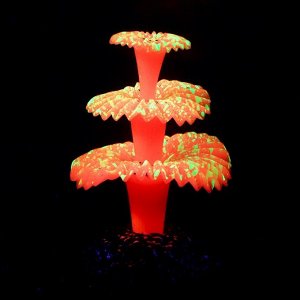 Декор для аквариума "Коралл на платформе" силиконовый, 5 х 5 х 8 см, розовый