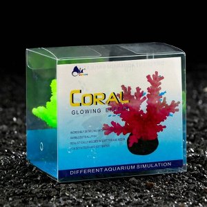 Декоративный коралл "Акропора" силиконовый, светящийся, 7,5 х 9 см, зелёный