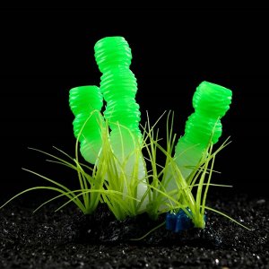 Декор для аквариума "Столбовой коралл" силиконовый, светится в темноте, 9,5 х 12 см, зелёный   71088