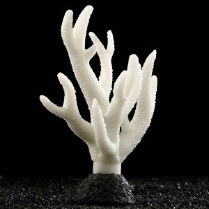 Декор для аквариума Коралл силиконовый, светящийся в темноте, 10 х 14 см, белый