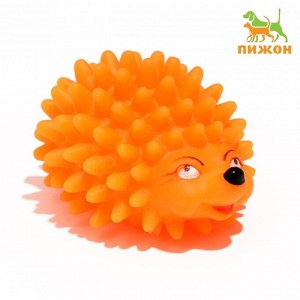 Игрушка пищащая "Ёжик" мини для собак, 5 см, оранжевая