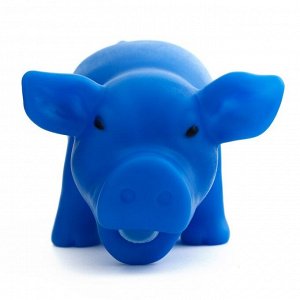 Игрушка хрюкающая "Веселая свинья" для собак, 15 см, синяя