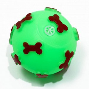Пижон Игрушка пищащая &quot;Мяч Косточки&quot; для собак, 5,5 см, зеленая