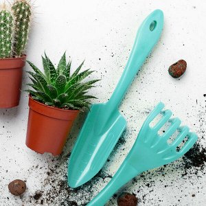 Набор садовых инструментов для персадки InGreen for Green Republic (грабельки,лопатка) цвет голубой жасмин