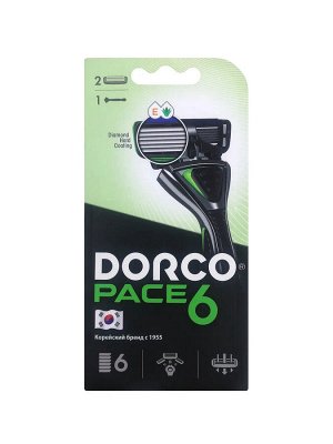 DORCO PACE 6  NEW (станок + 2 кассеты), система с 6 лезвиями, SXA1002,  6уп/36уп