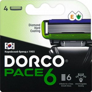 DORCO  PACE 6  NEW (4 шт.), кассеты с 6 лезвиями, SXA1040,  12уп/24уп
