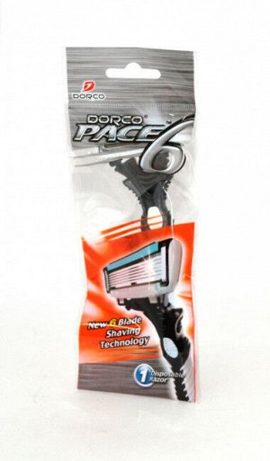DORCO PACE 6, однораз. станок  (1 шт.) 6 лезвий, плав. головка, увл. полоса,  10уп/60уп/480уп