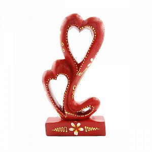 Статуэтка абстракция RED Два сердца - оберег на любовь 20см дерево Албезия