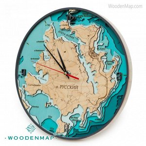 WoodenMap Часы о.Русский