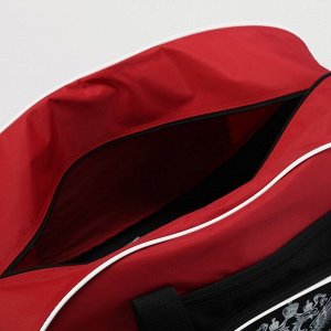 Сумка спортивная, отдел на молнии, 3 наружных кармана, длинный ремень, цвет красный/чёрный