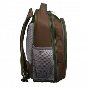 Рюкзак школьный с эргономичной спинкой, Calligrata, 37 х 27 х 16, «Танк», зелёный