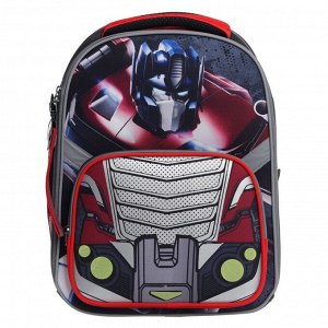 Рюкзак школьный, эргономичная спинка, 39 х 28 х 14 мм, Transformers, чёрный/красный