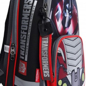 Рюкзак школьный, эргономичная спинка, 39 х 28 х 14 мм, Transformers, чёрный/красный