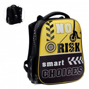 Рюкзак каркасный Hatber Ergonomic Classic "Без риска", 37 х 29 х 17 см, чёрный/жёлтый