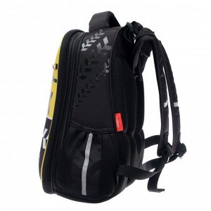Рюкзак каркасный Hatber Ergonomic Classic "Без риска", 37 х 29 х 17 см, чёрный/жёлтый