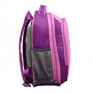 Рюкзак школьный с эргономичной спинкой, Calligrata, 37 х 27 х 16, «Зайка», голубой/розовый