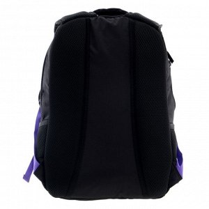 Рюкзак школьный Hatber Sreet, эргономичная спинка, 42 х 30 х 20 см, YES NO, чёрный/фиолетовый