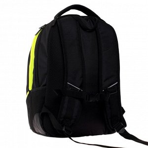 Рюкзак школьный Hatber Sreet, эргономичная спинка, 42 х 30 х 20 см, Hype чёрный/салатовый