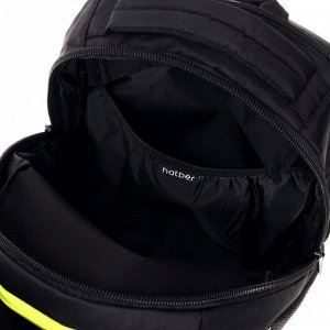 Рюкзак школьный Hatber Sreet, эргономичная спинка, 42 х 30 х 20 см, Hype чёрный/салатовый