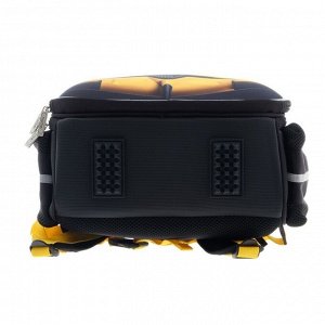 Рюкзак каркасный Hatber Ergonomic light 38 х 29 х 15 см, "Скейтборд", синий/чёрный/оранжевый