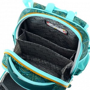 Рюкзак каркасный Across + мешок для обуви, 39 х 29 х 17 см, зелёный/серый