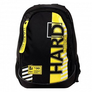 Рюкзак школьный Hatber Sreet, эргономичная спинка, 42 х 30 х 20 см, Hard Bro, чёрный/жёлтый